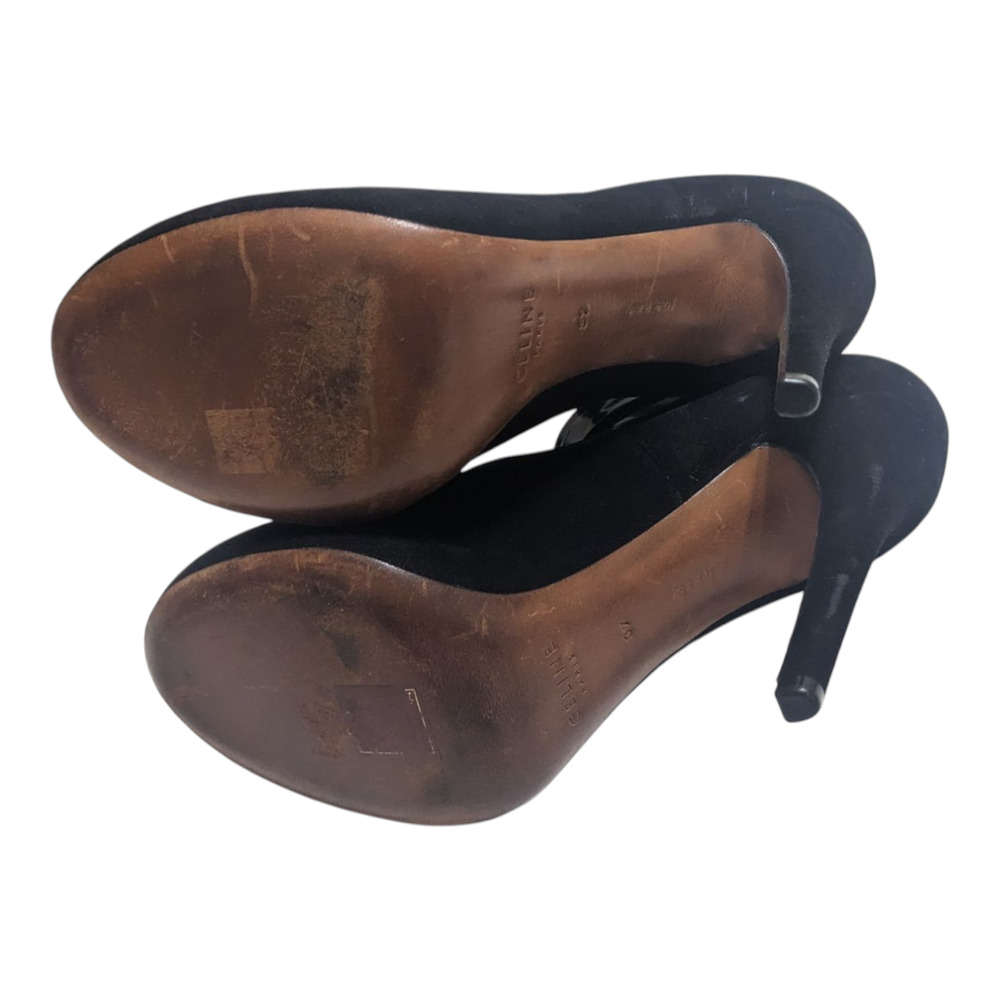 Celine Paris Black Leather Pumps‎ Women’s Size 37 Classic Designer Heels - Picture 8 of 10
